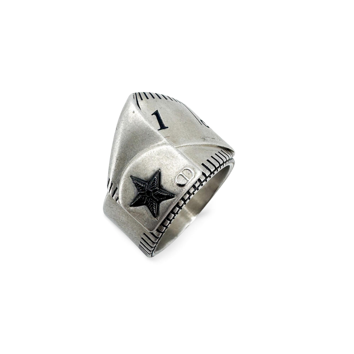 Dior vintage silver measuring tape star ring
