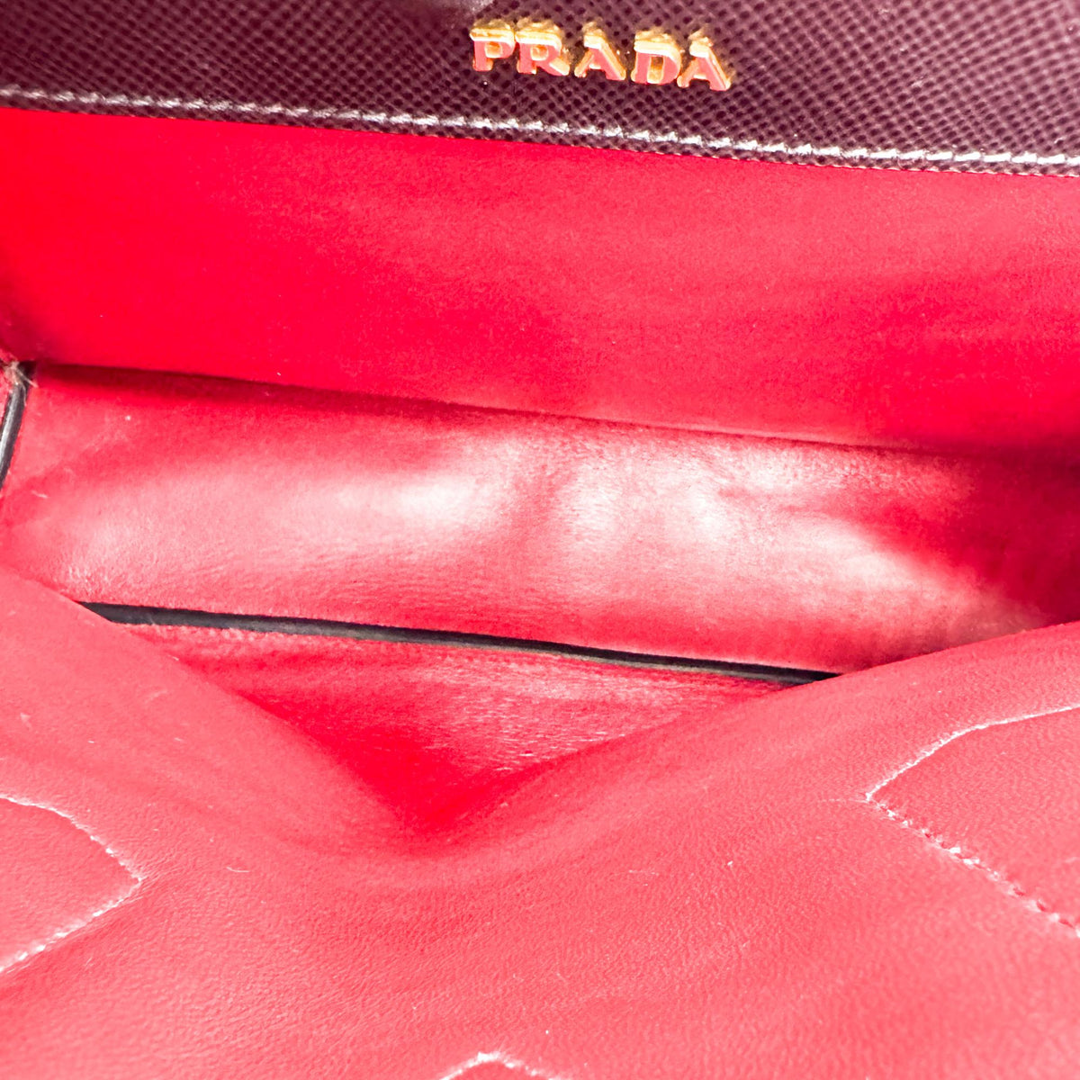 Prada Saffiano Double Medium Black Red