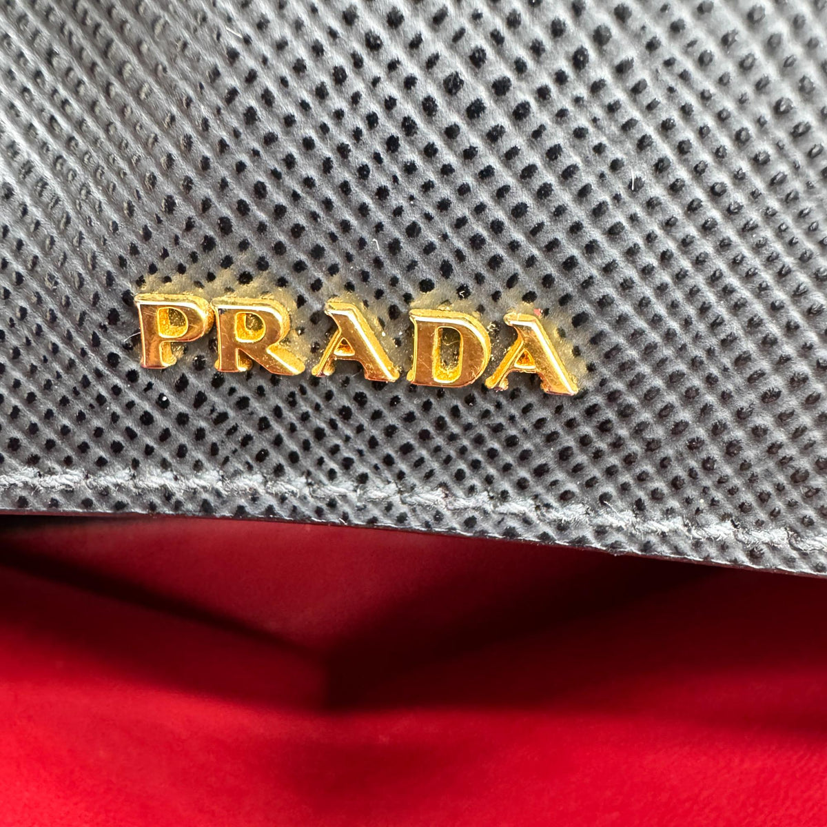 Prada Saffiano Double Medium Black Red