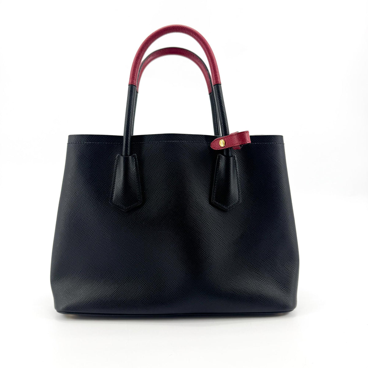 Prada Saffiano Double Medium Black Red