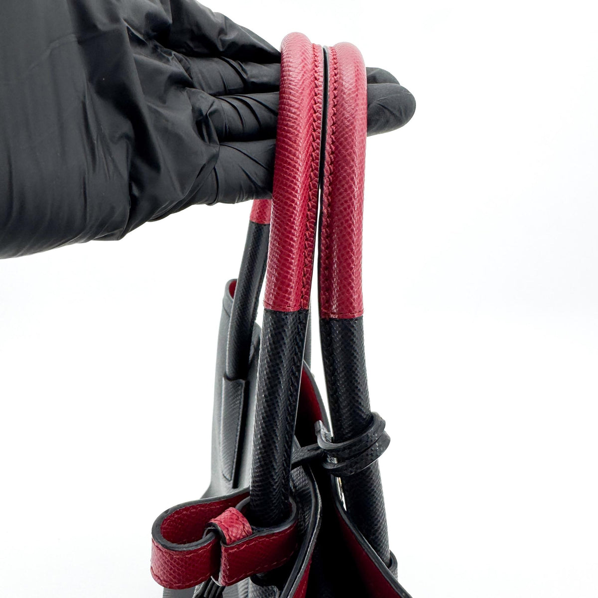 Prada Saffiano Double Medium Black Red