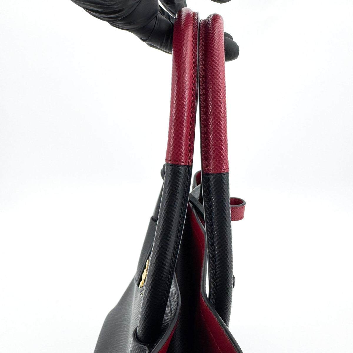 Prada Saffiano Double Medium Black Red