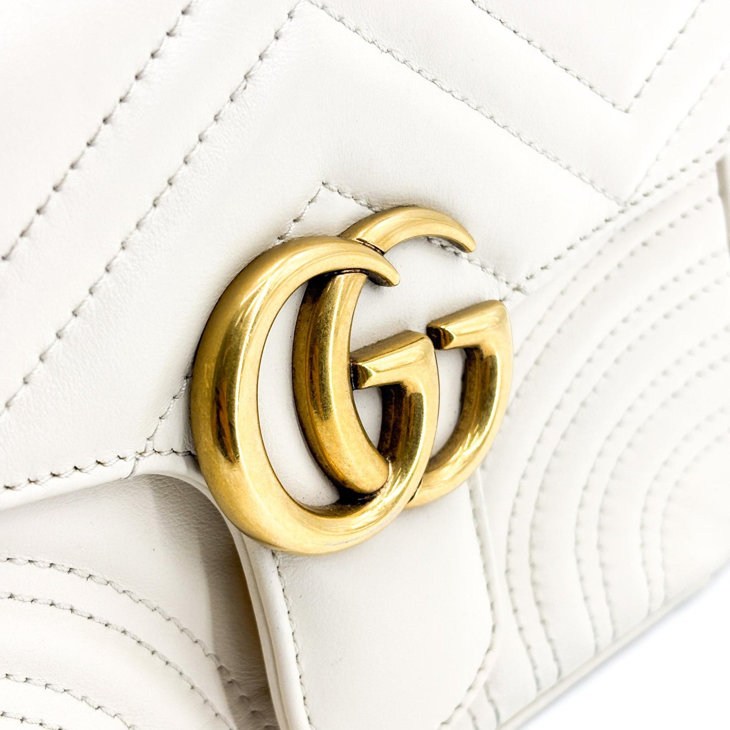 Gucci GG Marmont Matelassé Mini Top Handle Bag White