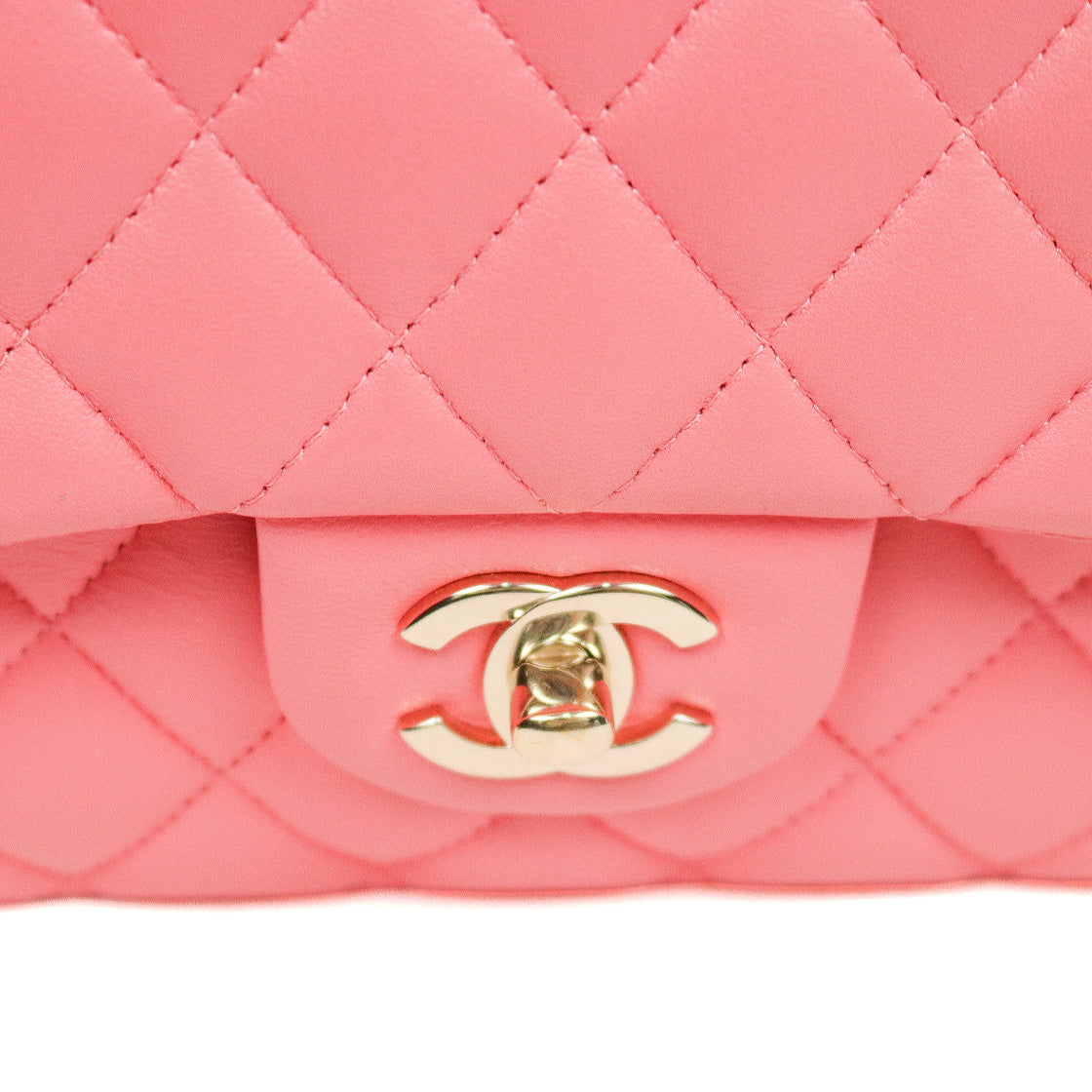 Chanel Pink Medium Lambskin Classic Bag with Double Flap and Built-in Chip