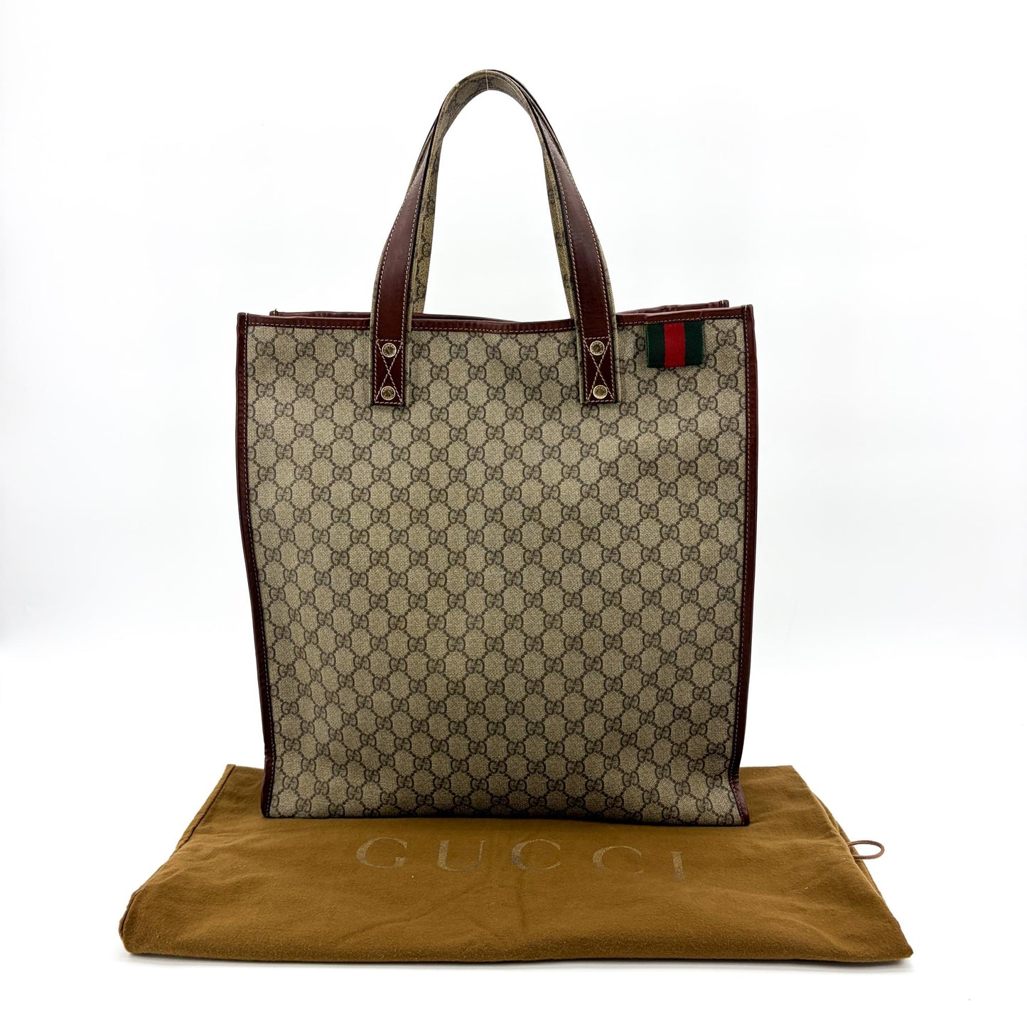 Gucci GG Supreme Web Vintage Tote Bag Brown