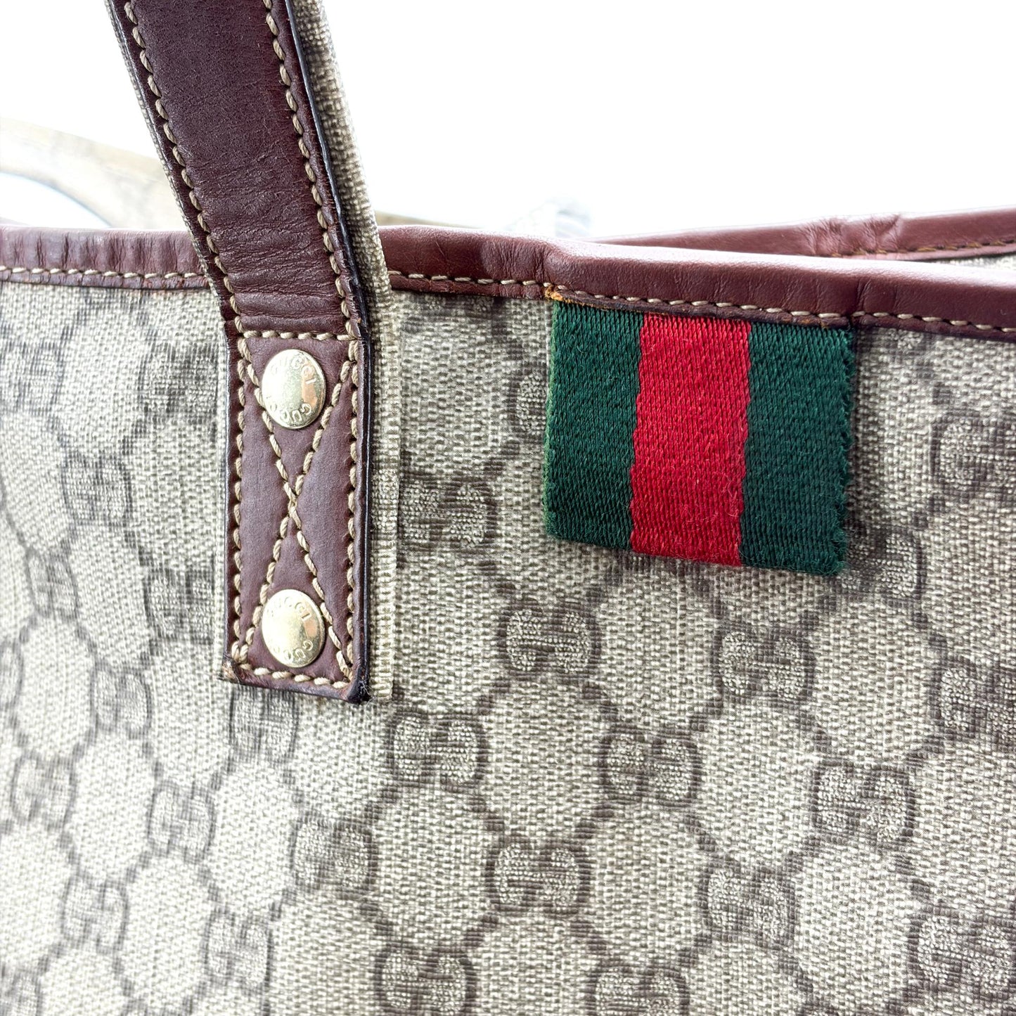 Gucci GG Supreme Web Vintage Tote Bag Brown