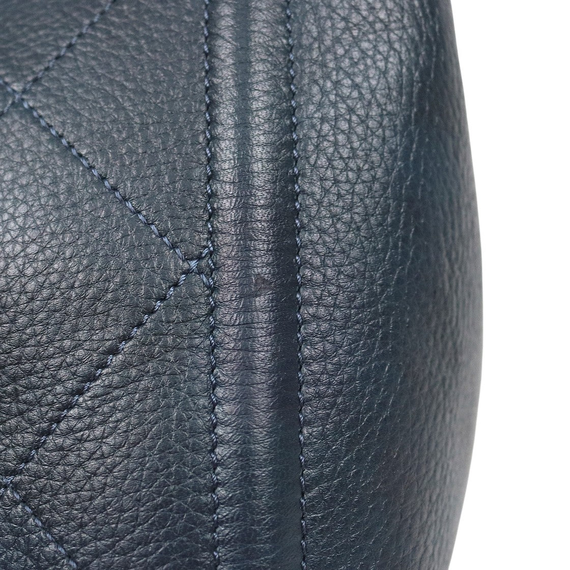 Chanel Navy Leather Large CC Logo Season Shoulder Bag