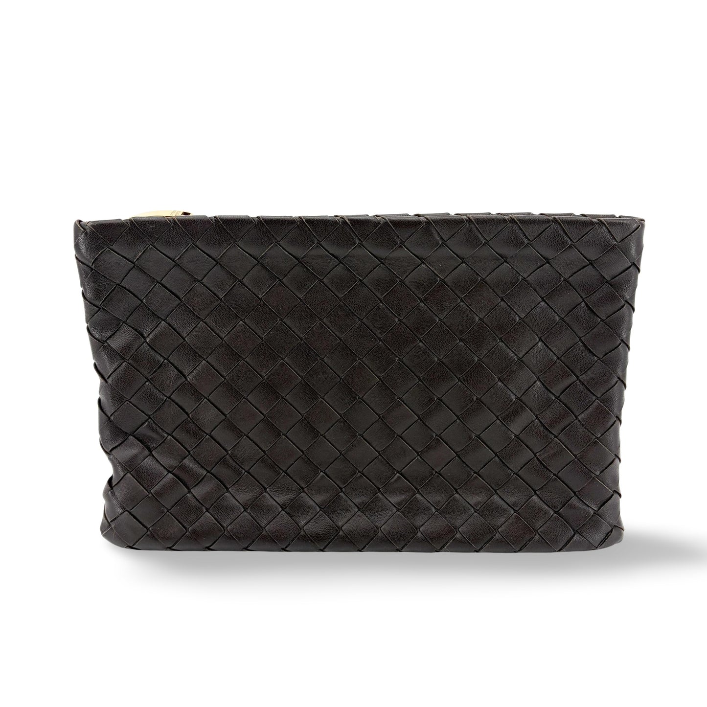 Bottega Veneta Intrecciato Leather Medium Clutch Espresso