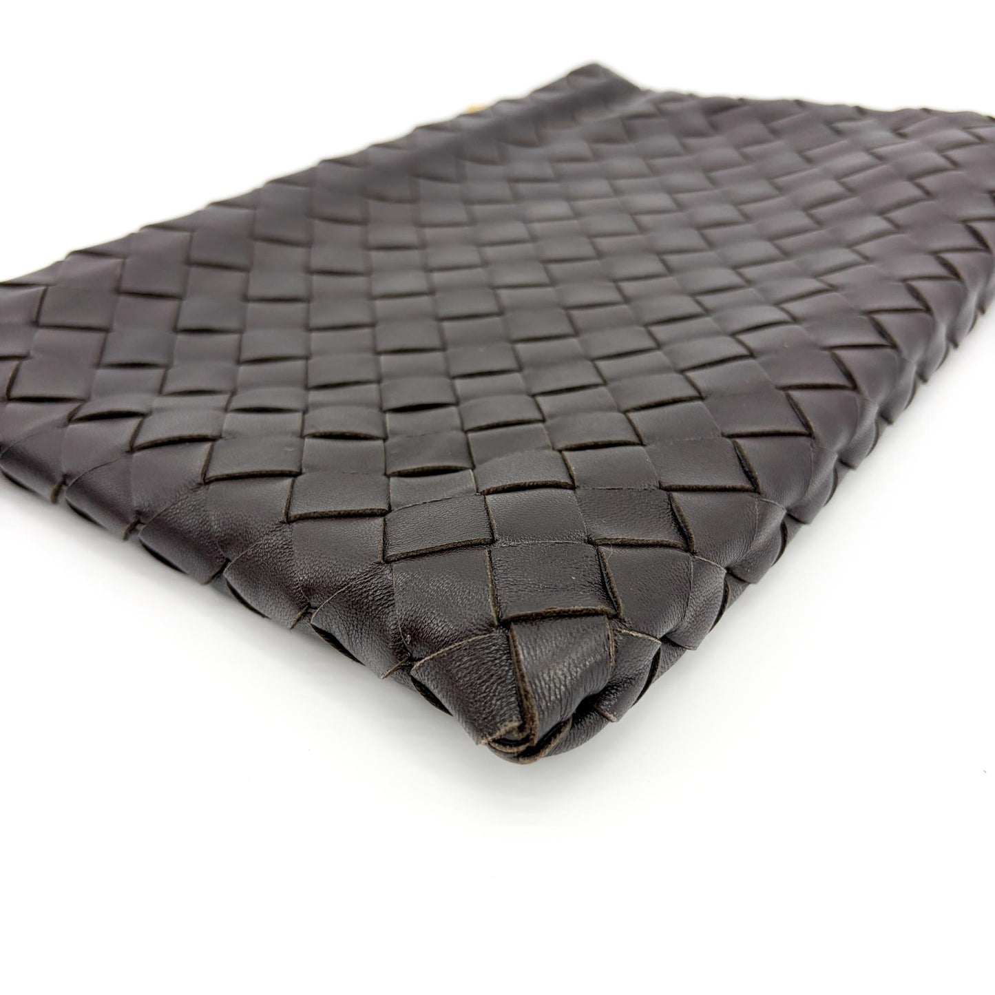 Bottega Veneta Intrecciato Leather Medium Clutch Espresso