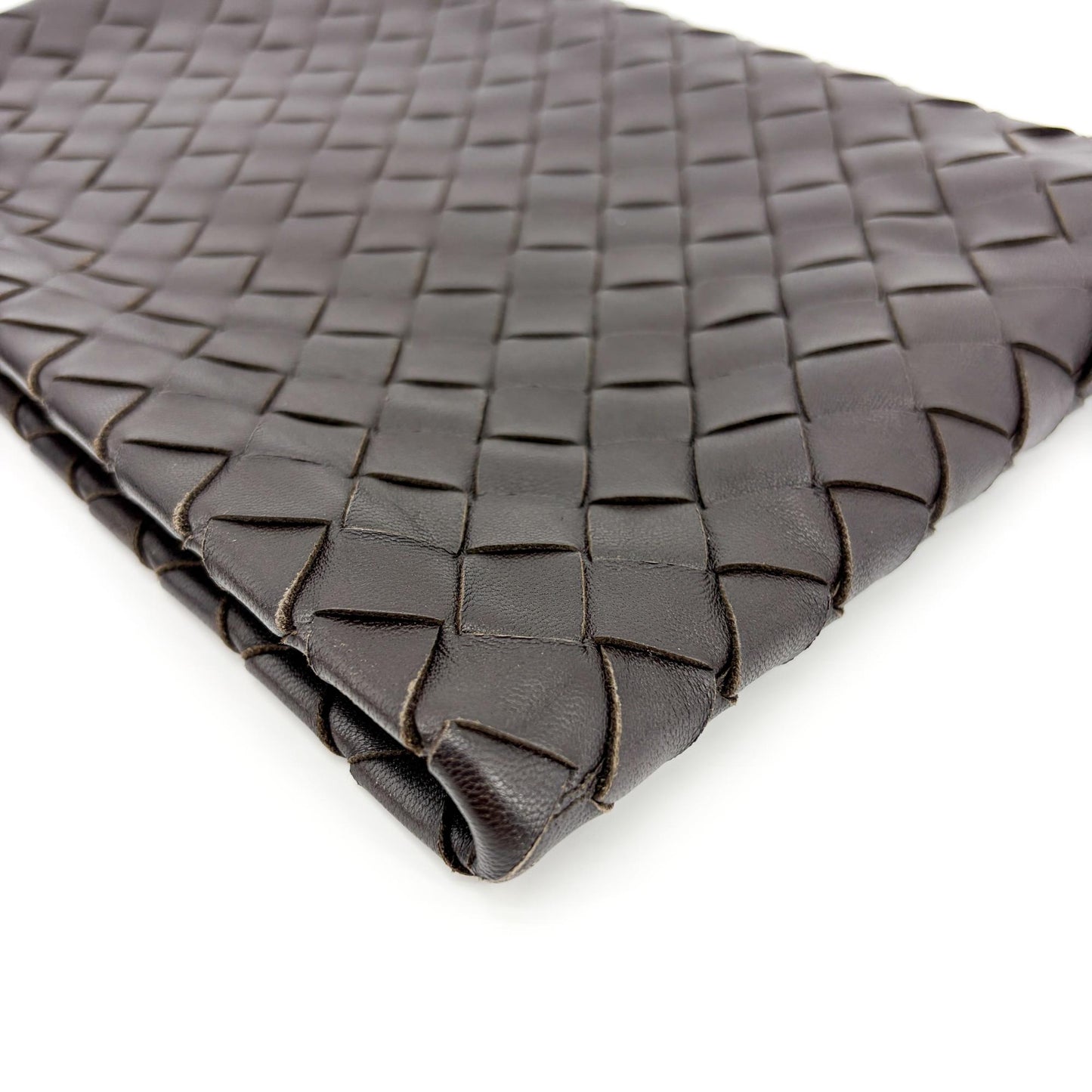 Bottega Veneta Intrecciato Leather Medium Clutch Espresso