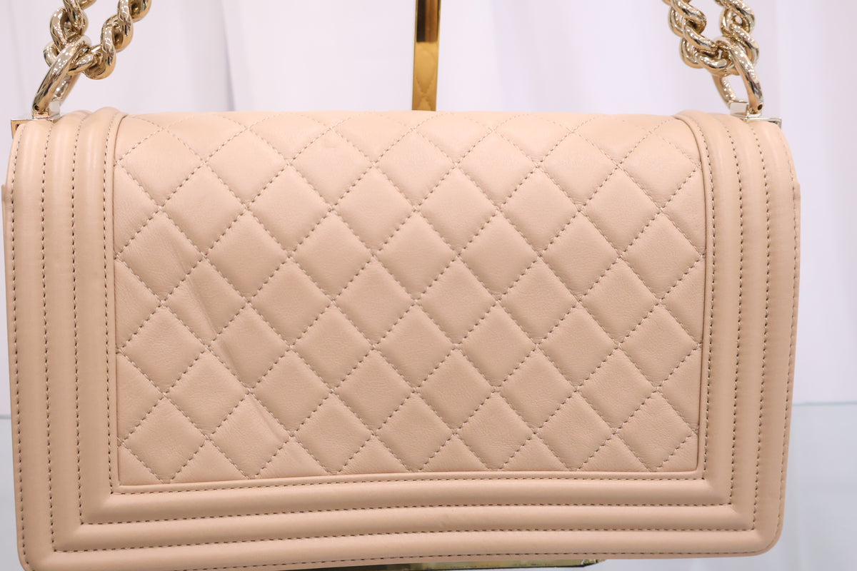 Boy Bag Medium Calfskin Beige Chain Shoulder Bag A67086