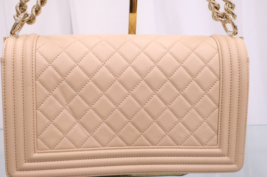 Boy Bag Medium Calfskin Beige Chain Shoulder Bag A67086