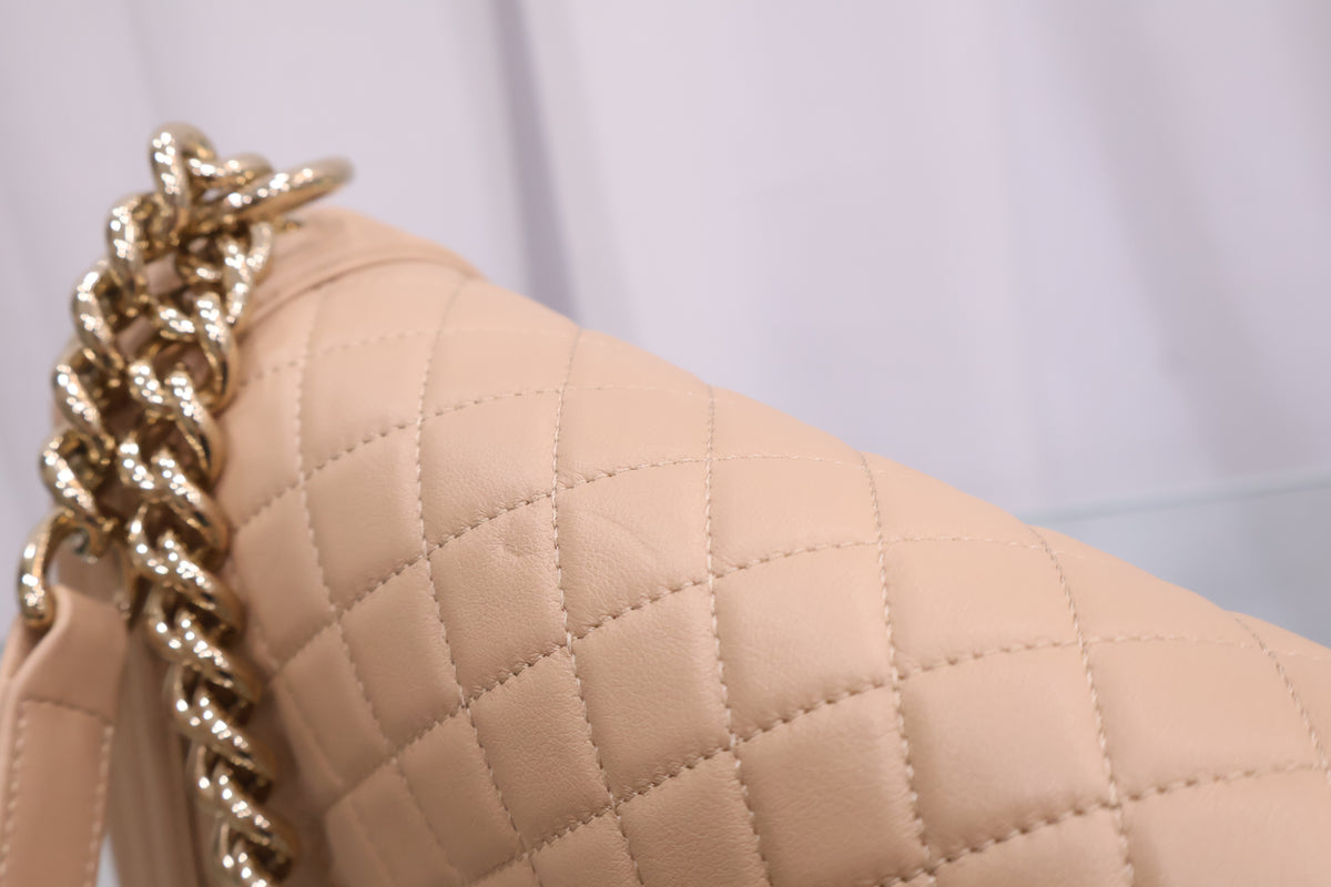 Boy Bag Medium Calfskin Beige Chain Shoulder Bag A67086