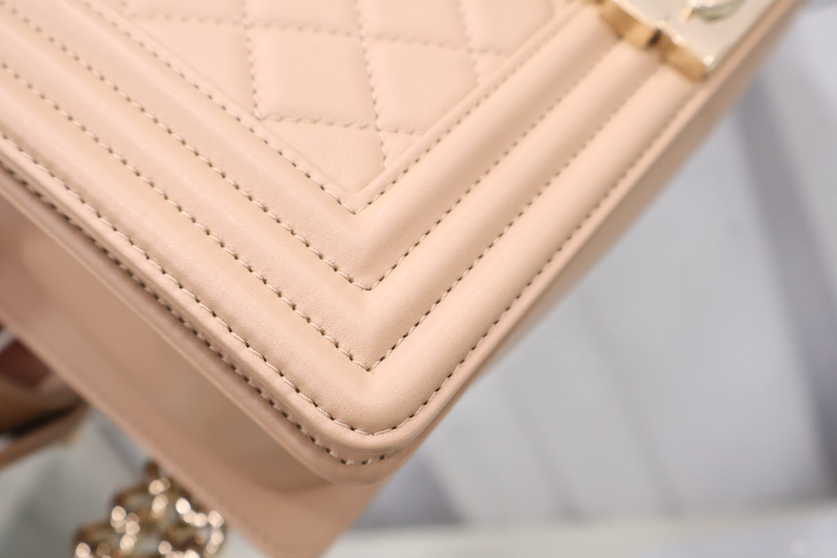 Boy Bag Medium Calfskin Beige Chain Shoulder Bag A67086