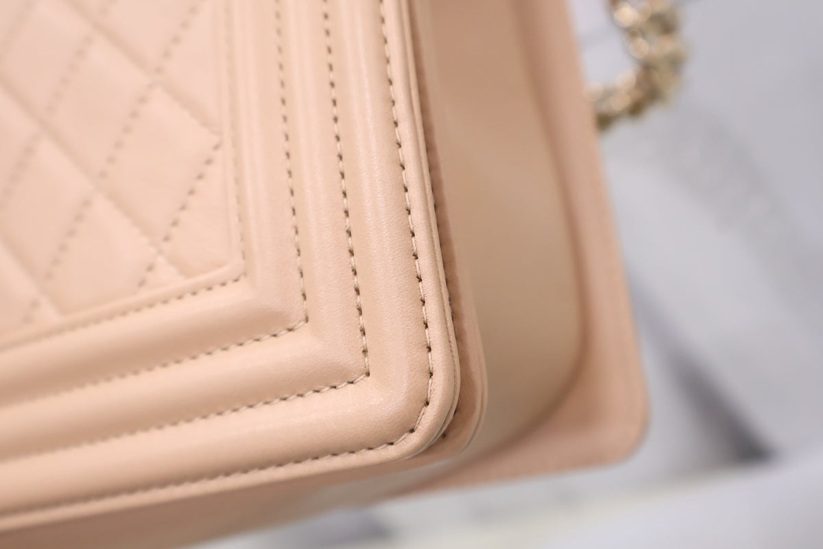 Boy Bag Medium Calfskin Beige Chain Shoulder Bag A67086