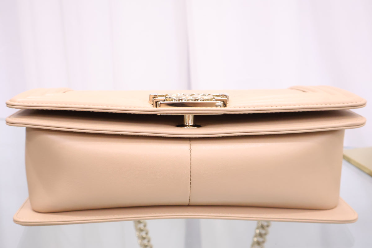 Boy Bag Medium Calfskin Beige Chain Shoulder Bag A67086