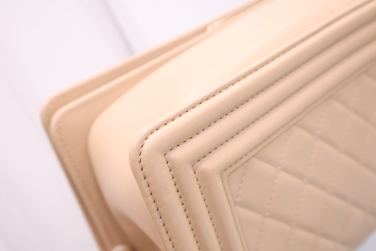 Boy Bag Medium Calfskin Beige Chain Shoulder Bag A67086
