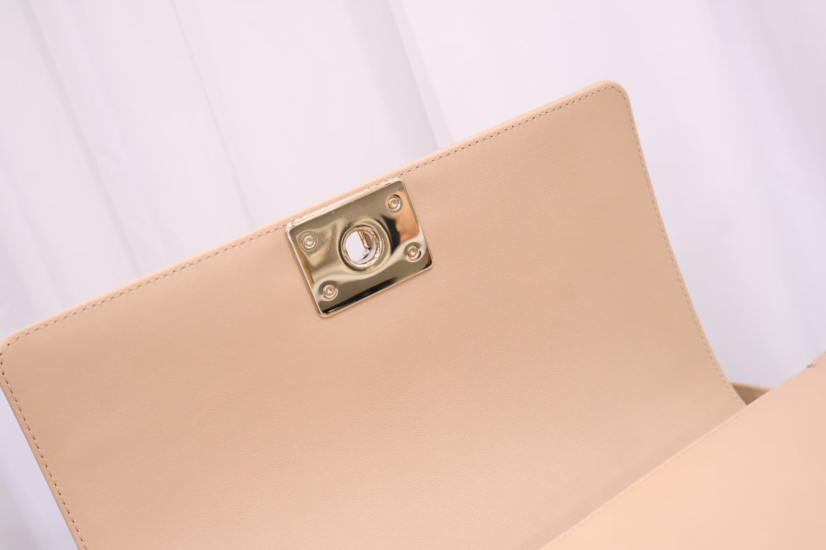 Boy Bag Medium Calfskin Beige Chain Shoulder Bag A67086
