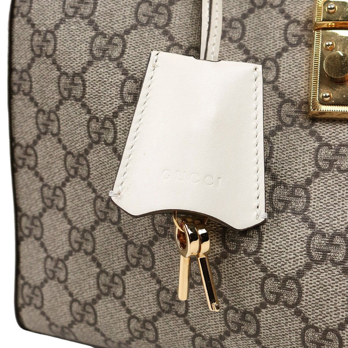 Gucci White GG Supreme Medium Paddle Lock Shopper Bag