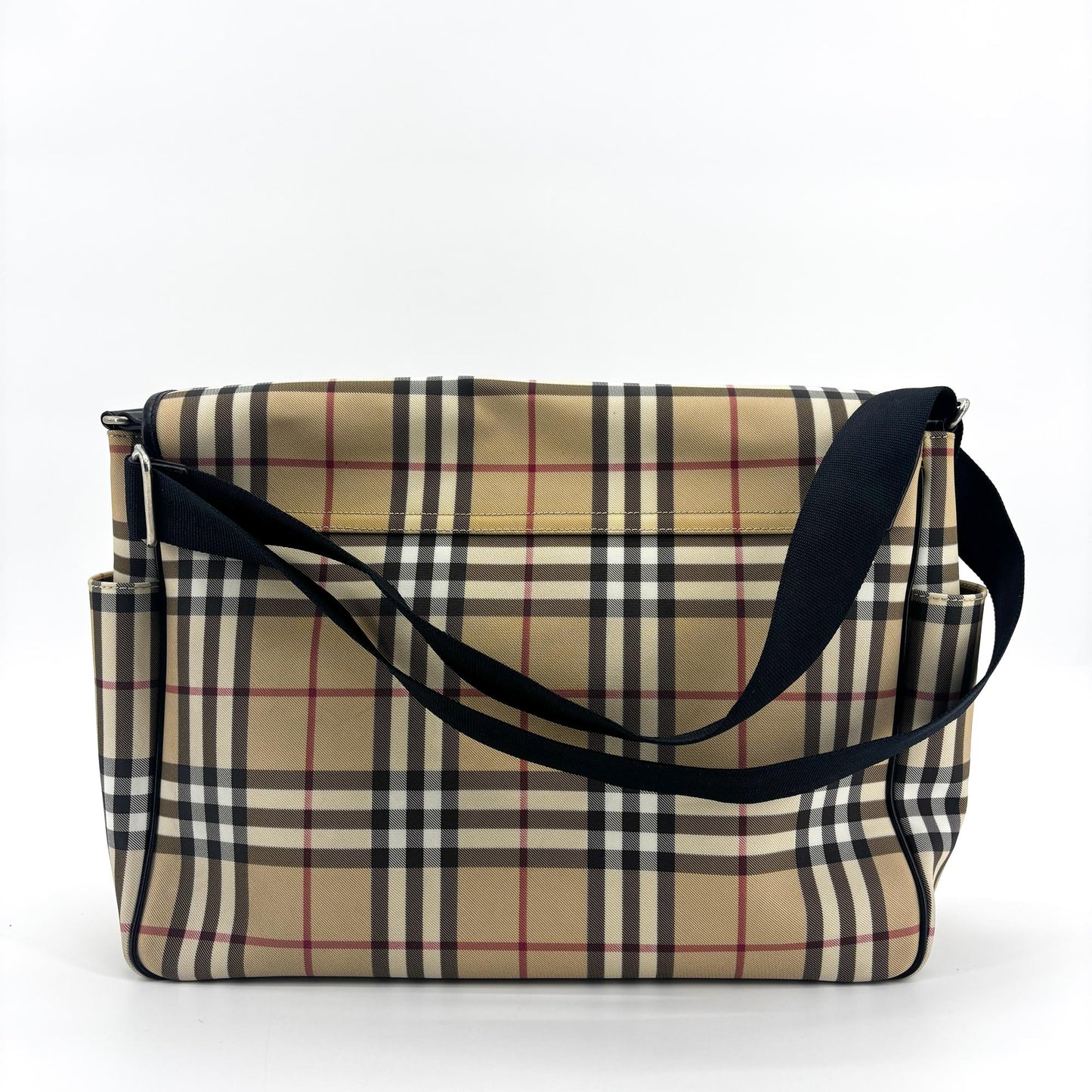 Burberry Vintage Check Nylon Messenger Diaper Bag Archive Beige