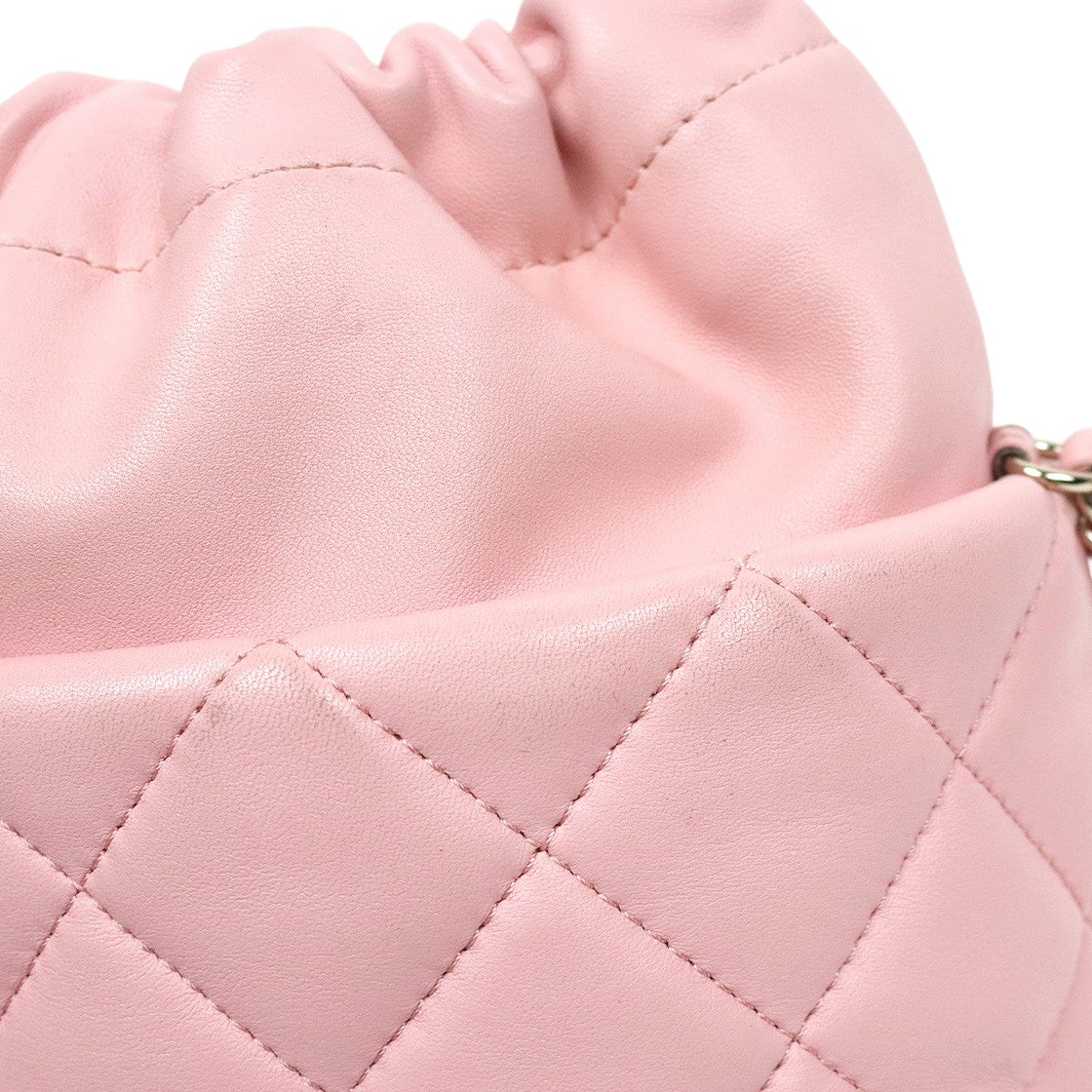 Chanel Pink Lambskin Drawstring Bucket Bag