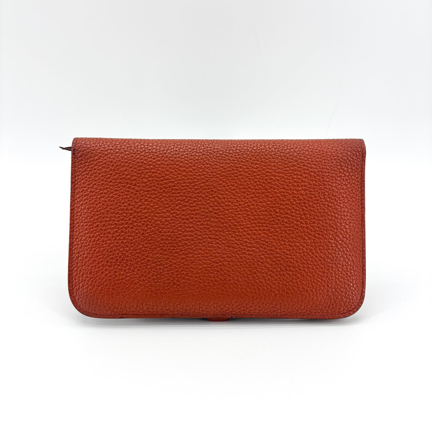 Portefeuille Hermès Dogon Duo Cuir Marron Finitions Argentées