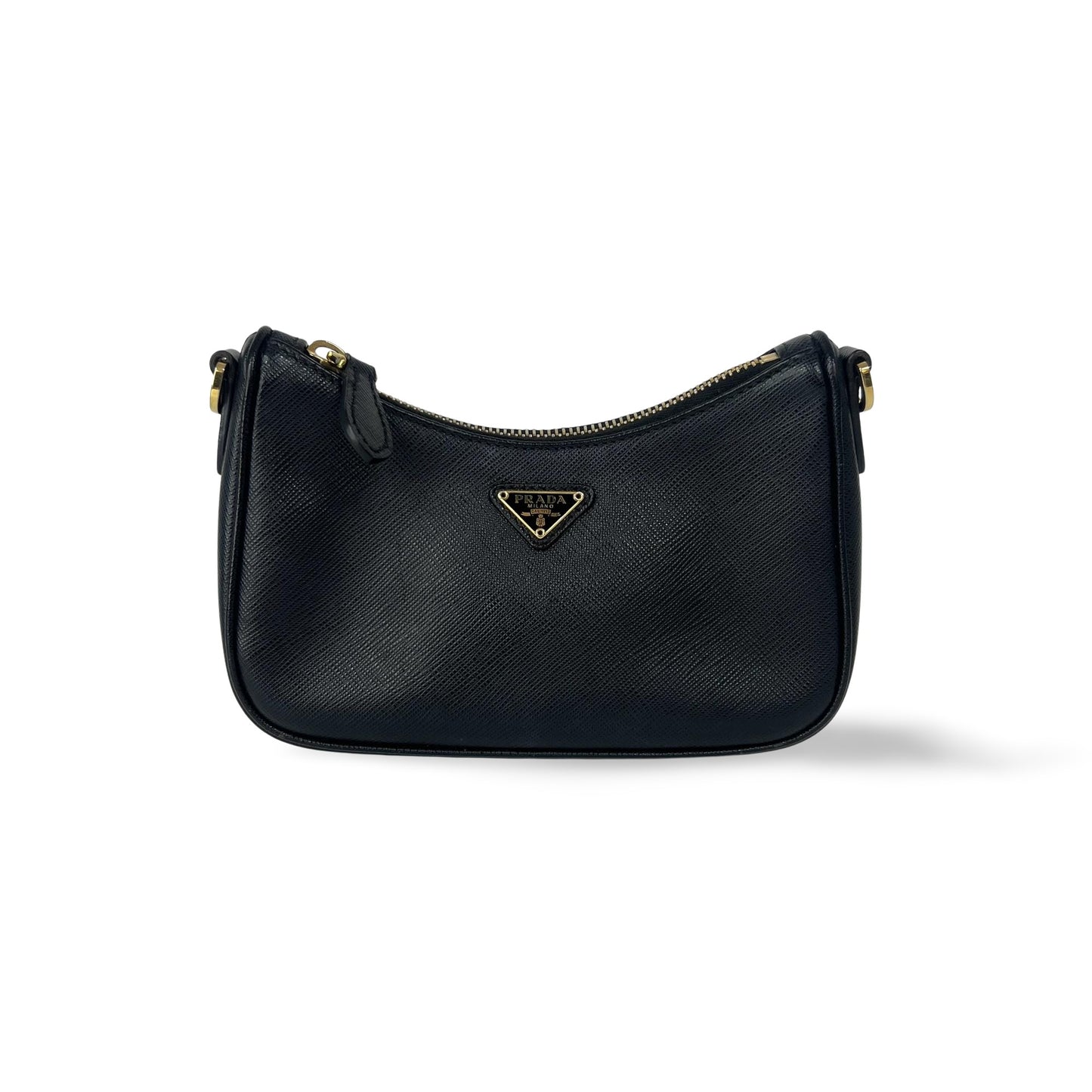 Prada Saffiano Leather Mini Bag Black with Gold Hardware