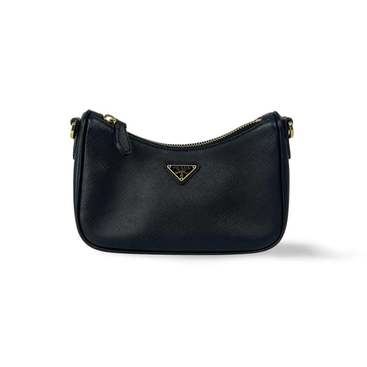 Prada Saffiano Leather Mini Bag Black with Gold Hardware