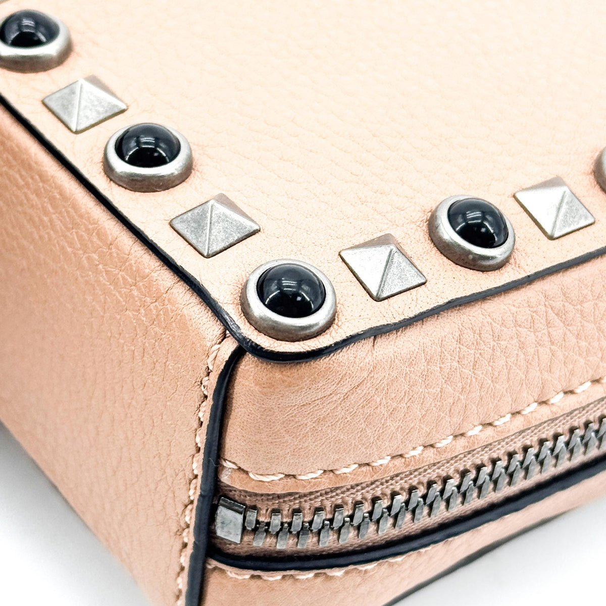 Valentino Garavani Rockstud Roll Ring Camera Bag Beige