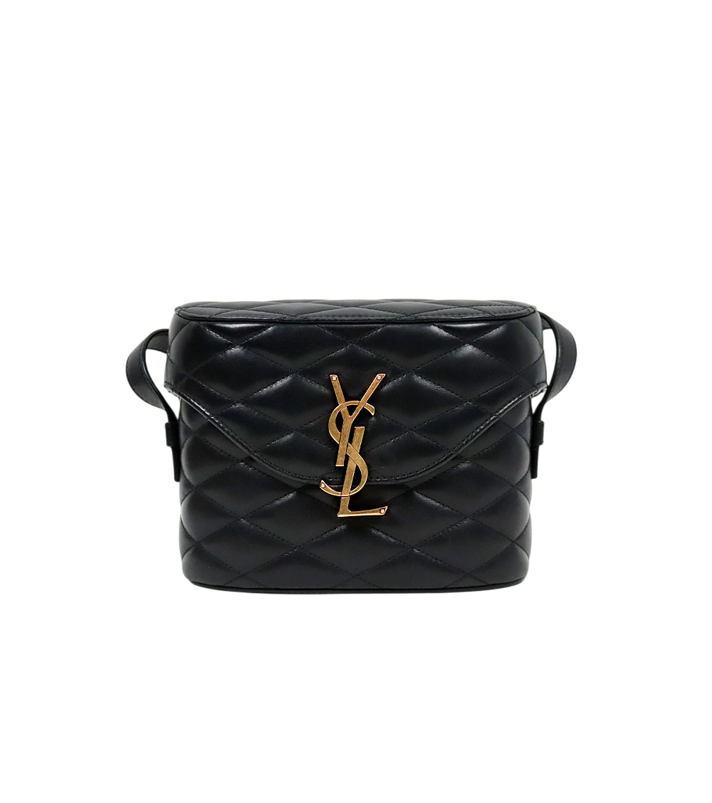 Saint Laurent Black Gold-Plated Matelassé Semi-Box Bag
