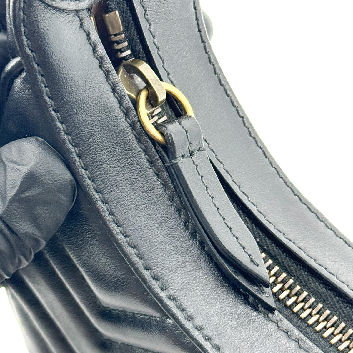 Gucci GG Marmont Matelassé Mini Half Moon Crossbody Bag Black with Gold Hardware