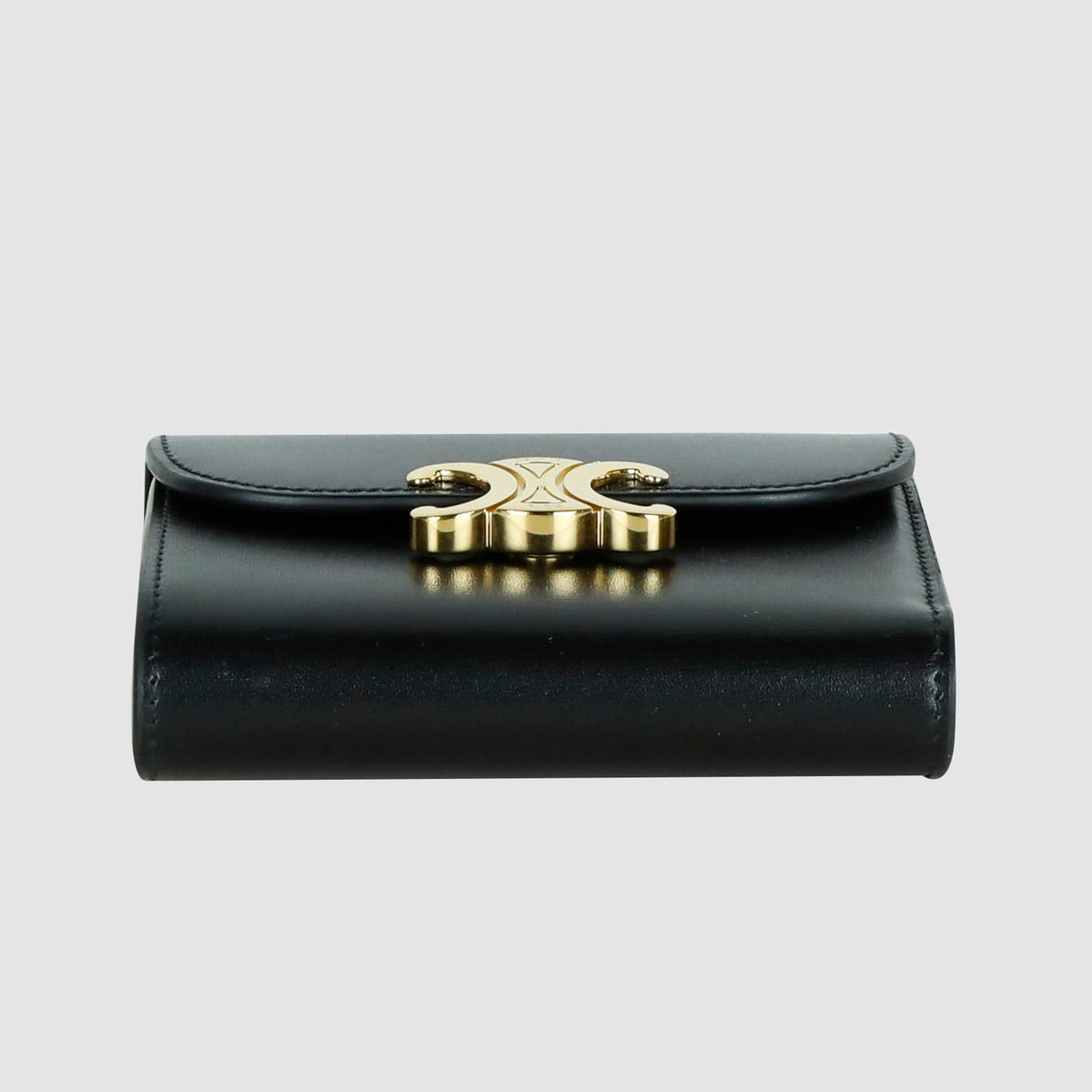 Small Shiny Calfskin Triomphe Flap Wallet 10D783