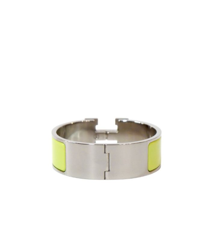 Hermès Green Click-Ash Silver Bracelet