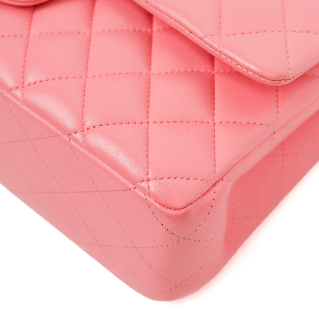 Chanel Pink Medium Lambskin Classic Bag with Double Flap and Built-in Chip