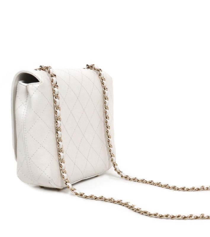Chanel White Quilted CC Flap Chain Shoulder Bag with Flap