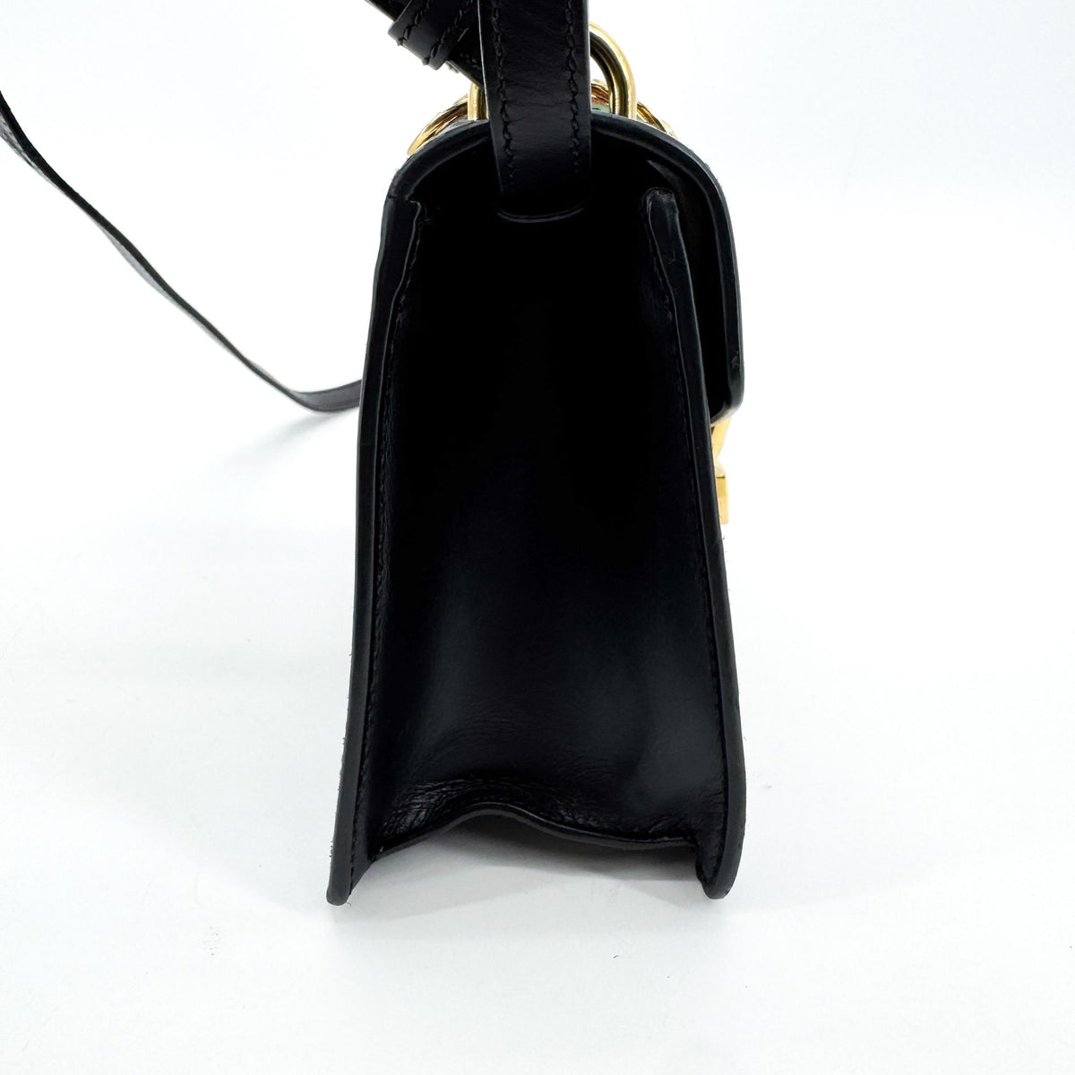 Gucci Sylvie Mini Top Handle Crossbody Bag Black Gold Hardware