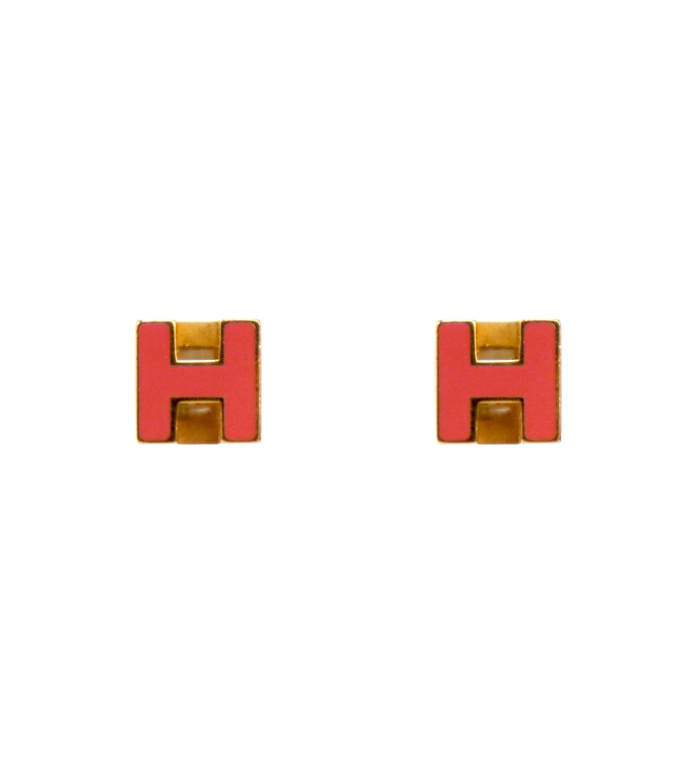 Hermès Pink Cage Gold Earrings