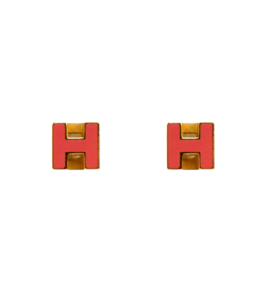 Hermès Pink Cage Gold Earrings