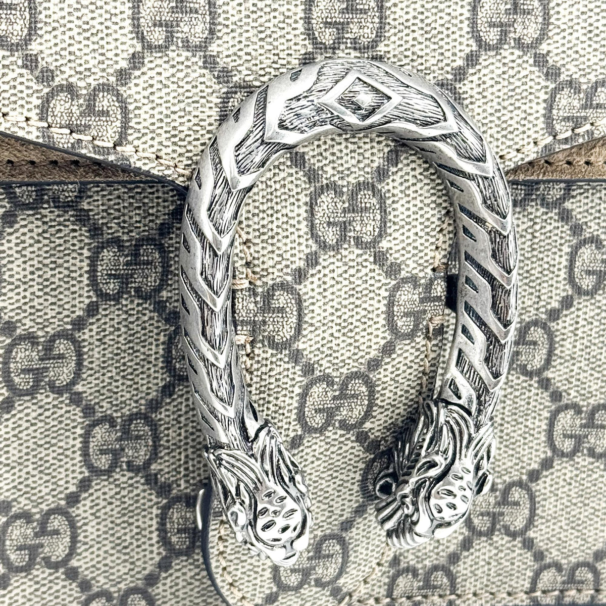 Gucci Dionysus Small GG Supreme Crossbody Bag Beige Brown