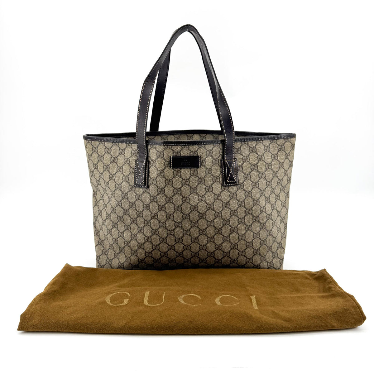 Gucci GG Supreme Medium Tote Bag Brown Black