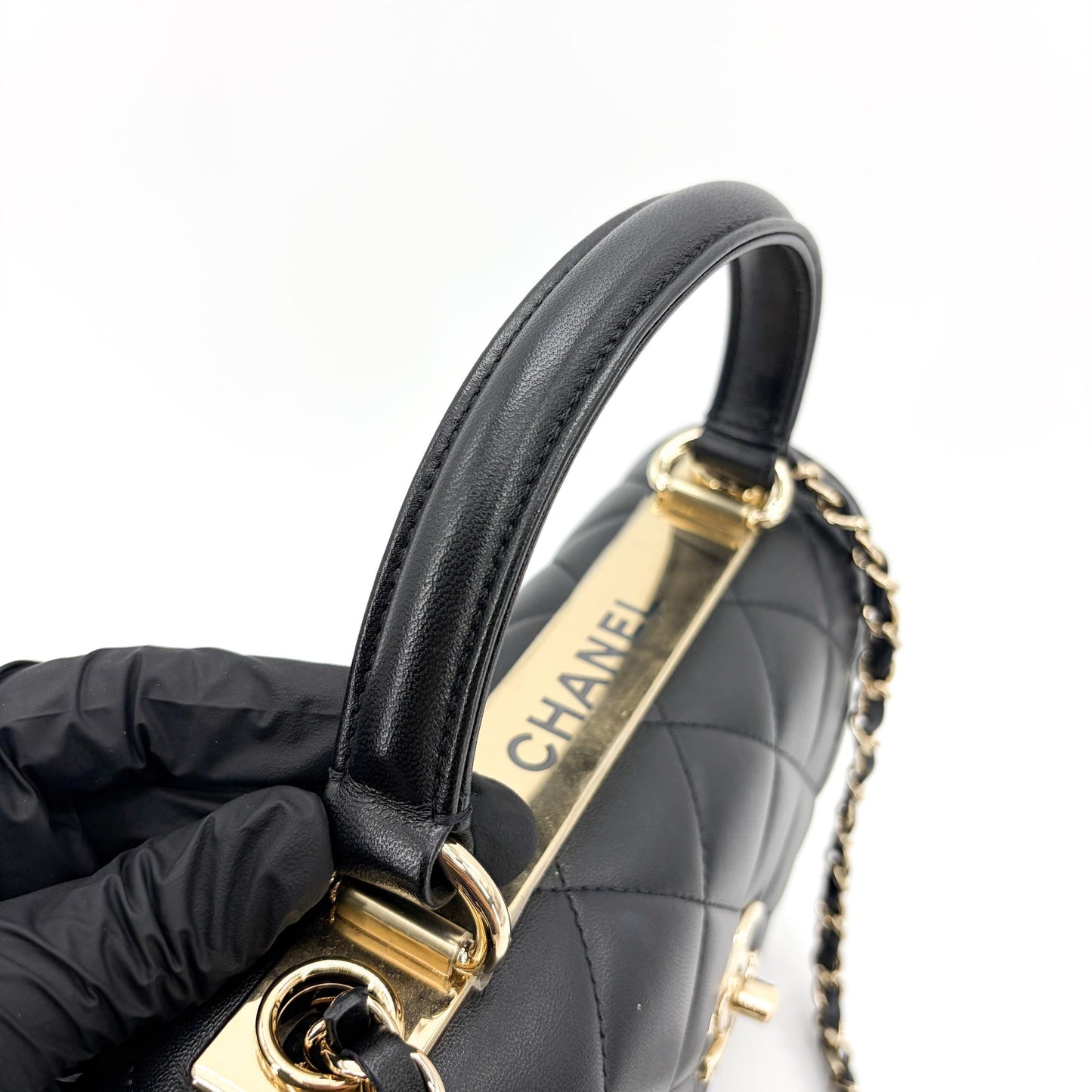 Chanel Trendy CC Small Top Handle Bag Gold Hardware Black Built-in Chip