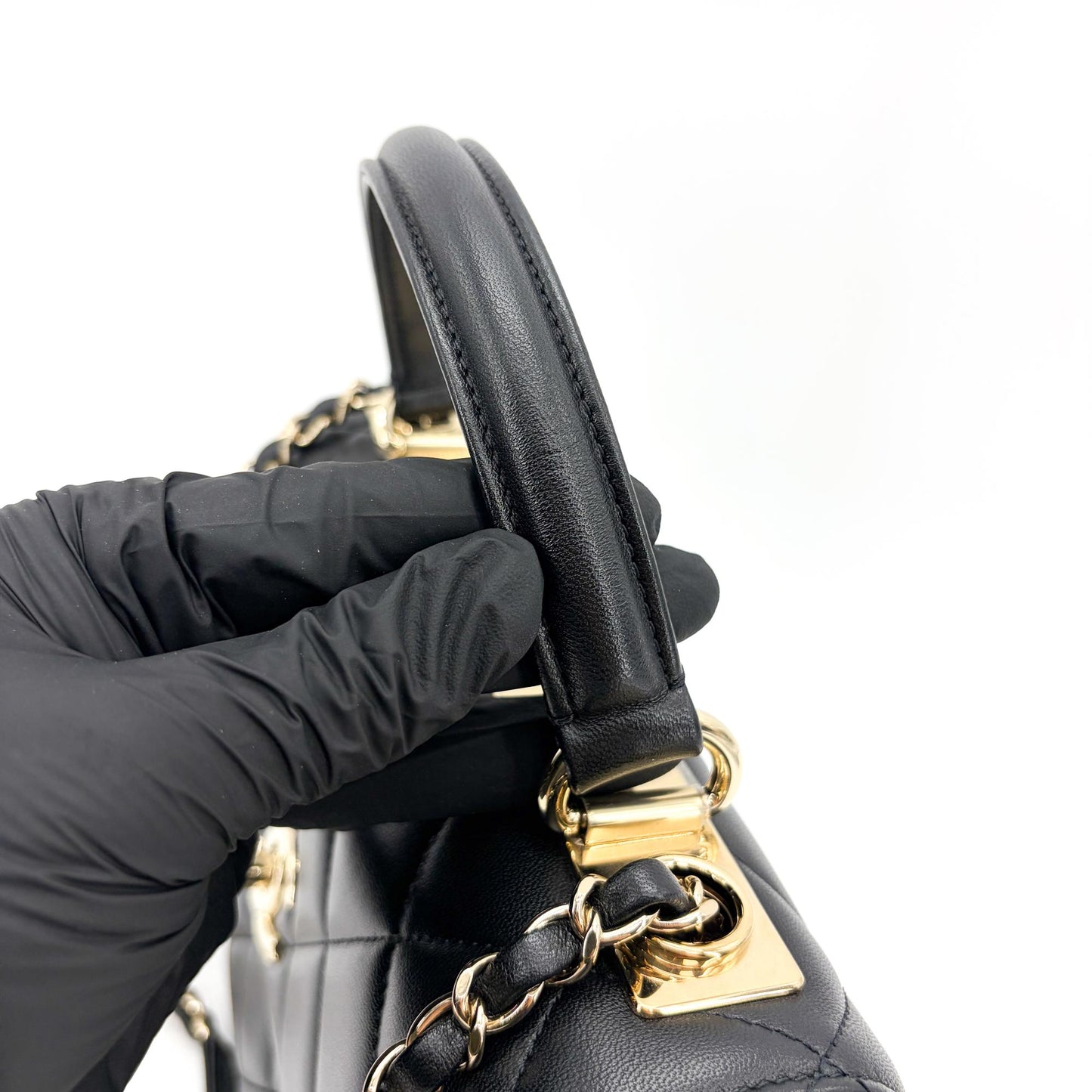 Chanel Trendy CC Small Top Handle Bag Gold Hardware Black Built-in Chip