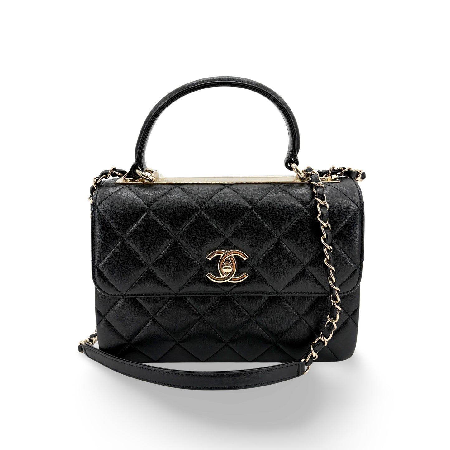 Chanel Trendy CC Small Top Handle Bag Gold Hardware Black Built-in Chip