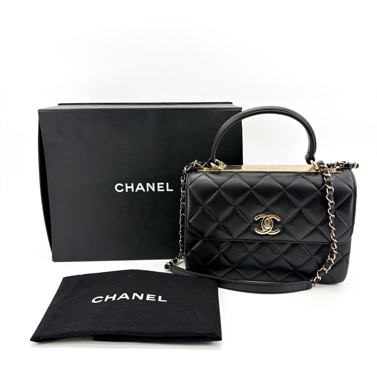 Chanel Trendy CC Small Top Handle Bag Gold Hardware Black Built-in Chip