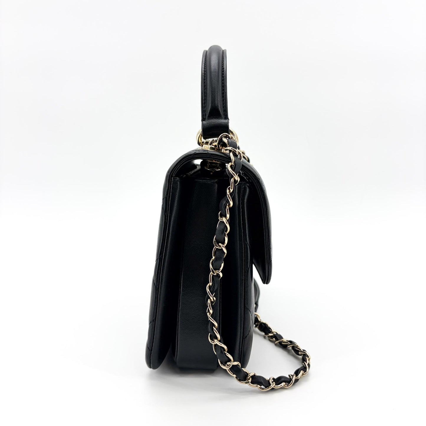 Chanel Trendy CC Small Top Handle Bag Gold Hardware Black Built-in Chip