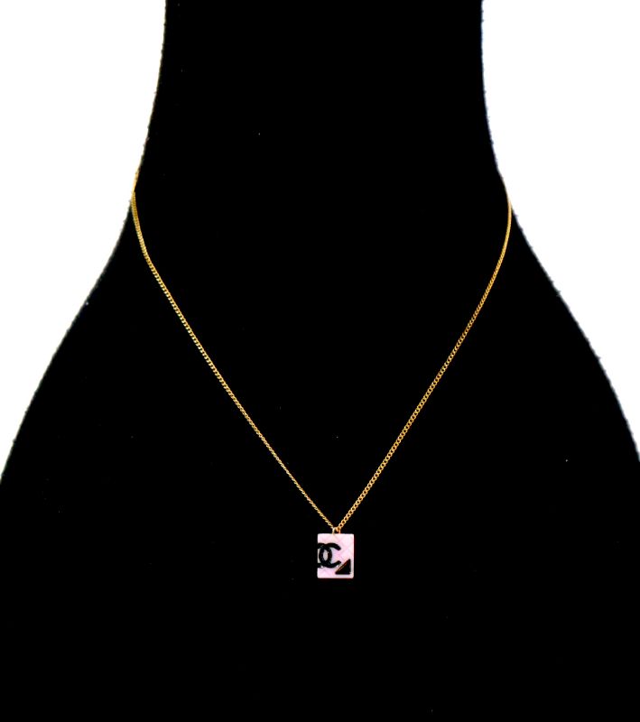 Chanel Pink Blambon Gold Necklace
