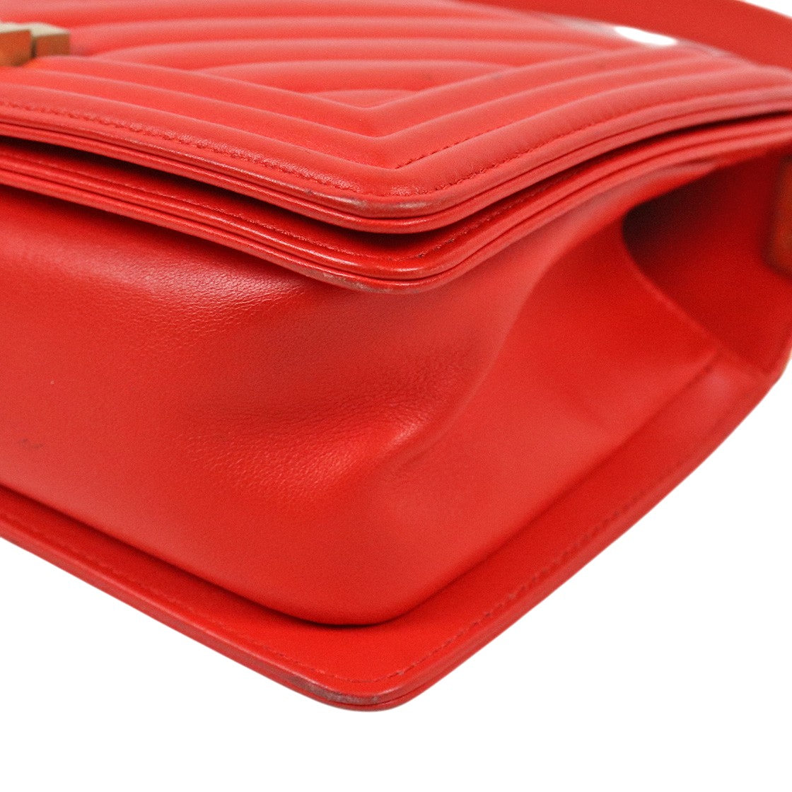 Chanel Medium Red Chevron Boy Shoulder Bag