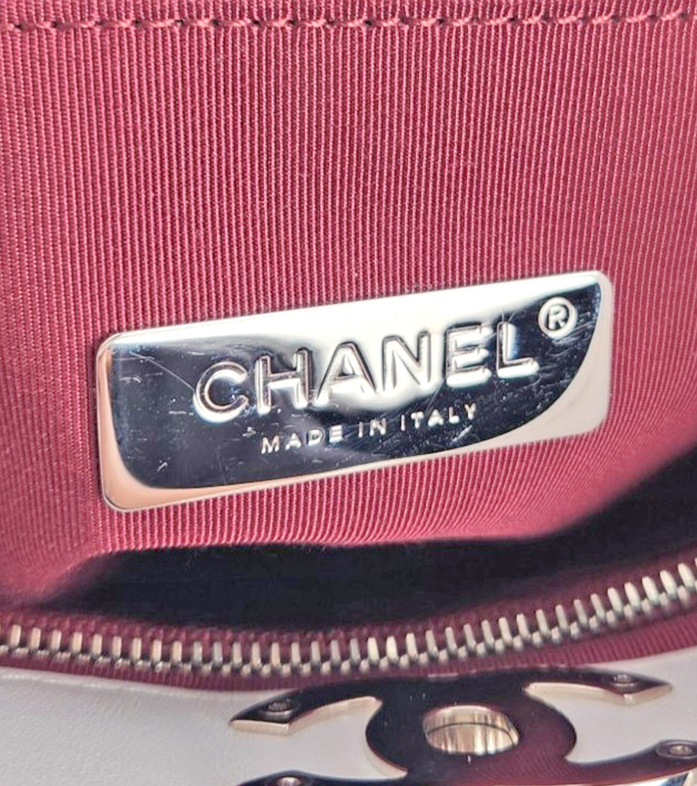 Chanel Large White Metallic Leather 31 Shoulder Bag