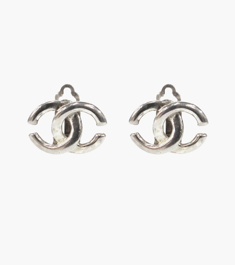 Chanel CC Silver Earrings