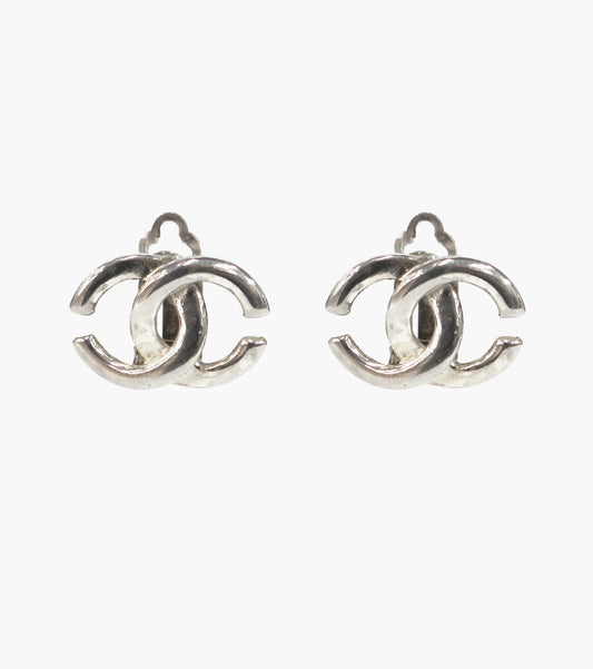 Chanel CC Silver Earrings
